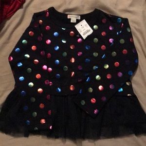 Navy rainbow Polk a dot long sleeve shirt